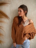 Cardigan supradimensionat cu impletitura caramel 0587 - Magazin online - Boutique